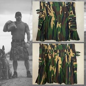 Camouflage Kilt 42" waist 23" drop waist to hem Gently worn Poly cotton